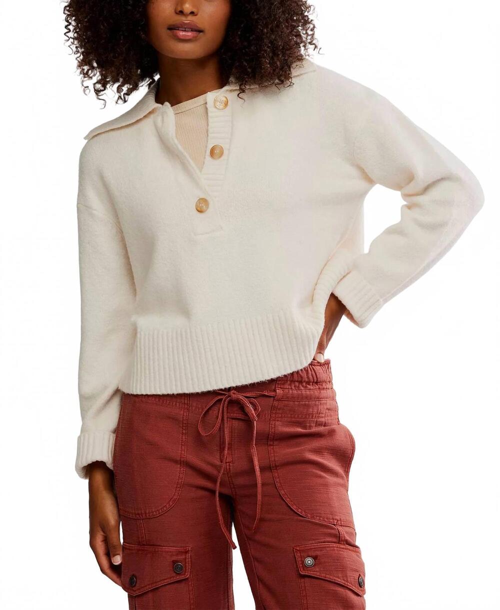 NEW FREE PEOPLE trading up polo in white